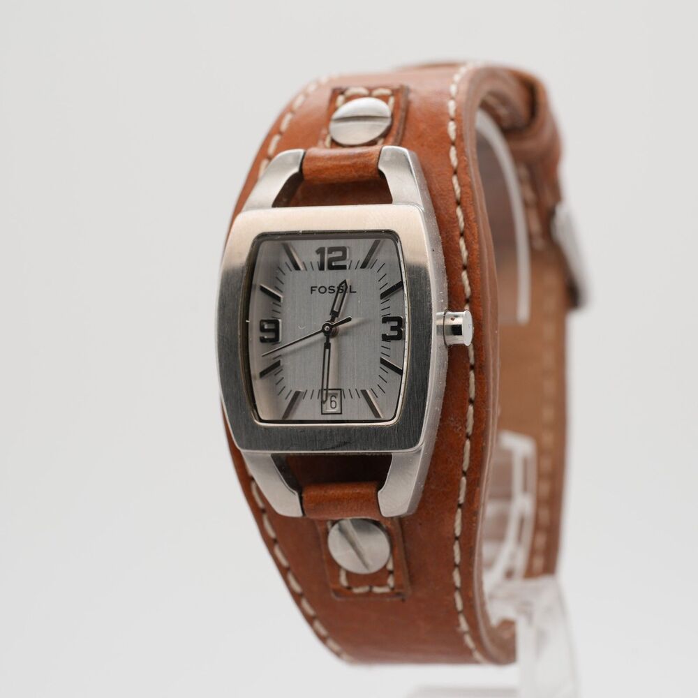 Fossil JR series Square Tank Watch - 25mm - Brown Leather - New batt - Running